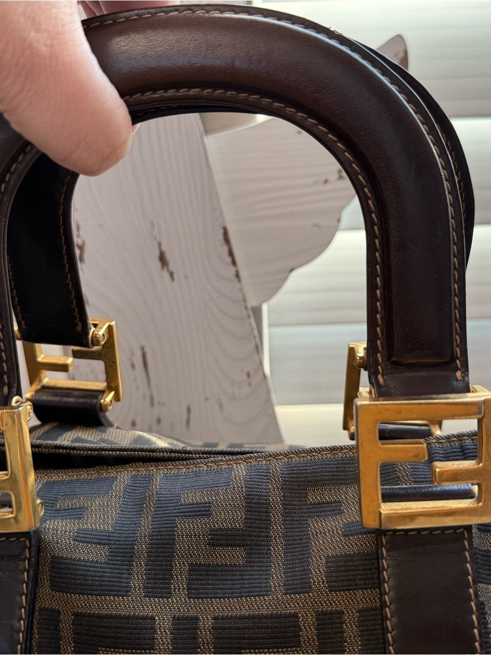 Fendi Brown Zucca Canvas Tote with Gold Hardware - Picture 2 of 15